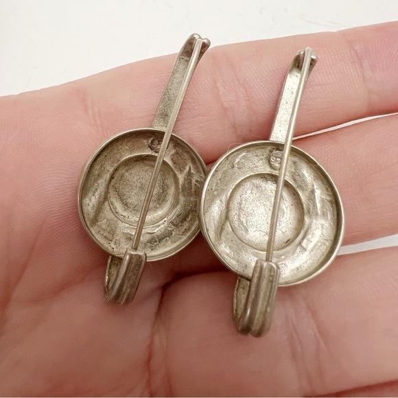 Sterling Silver 925 Celtic Design Button Round Drop Earrings - Picture 6 of 7